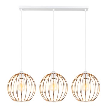 Luster na sajli MAT 3xE27/60W/230V bela/bakarna