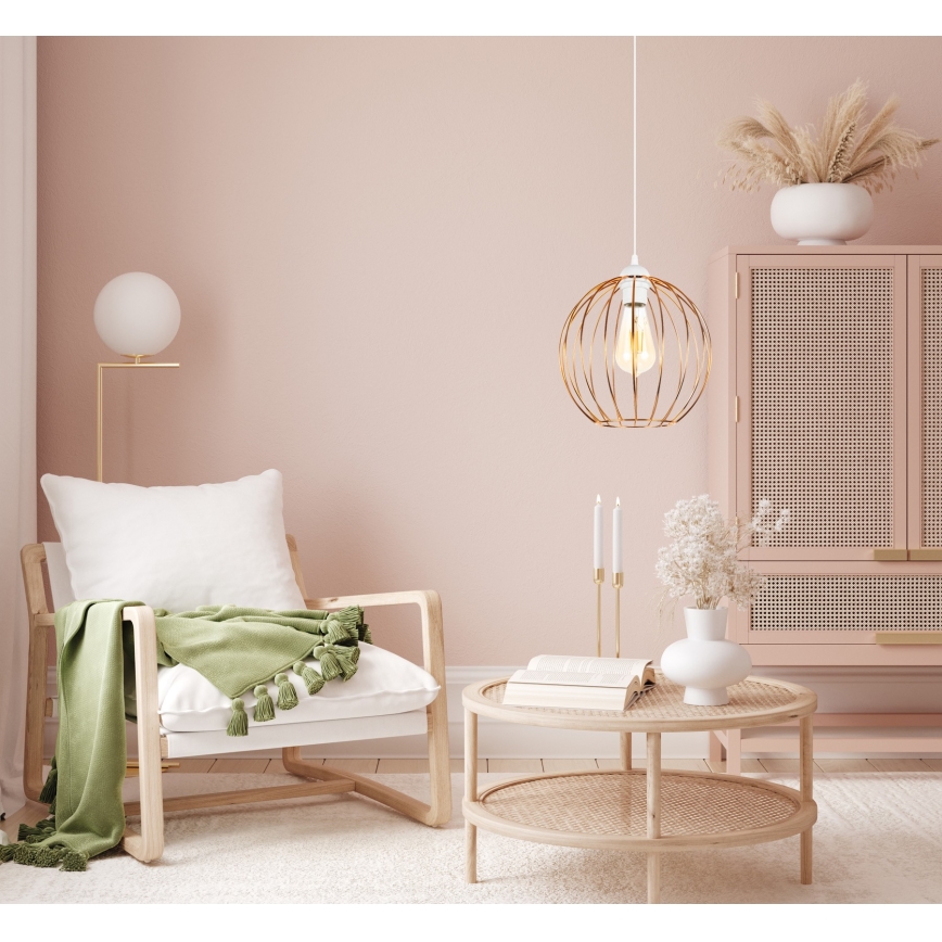 Luster na sajli MATT 1xE27/60W/230V bela/bakarna