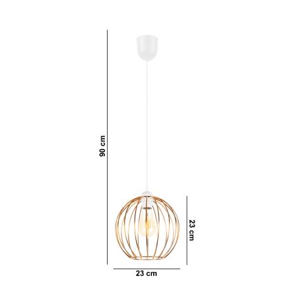Luster na sajli MATT 1xE27/60W/230V bela/bakarna