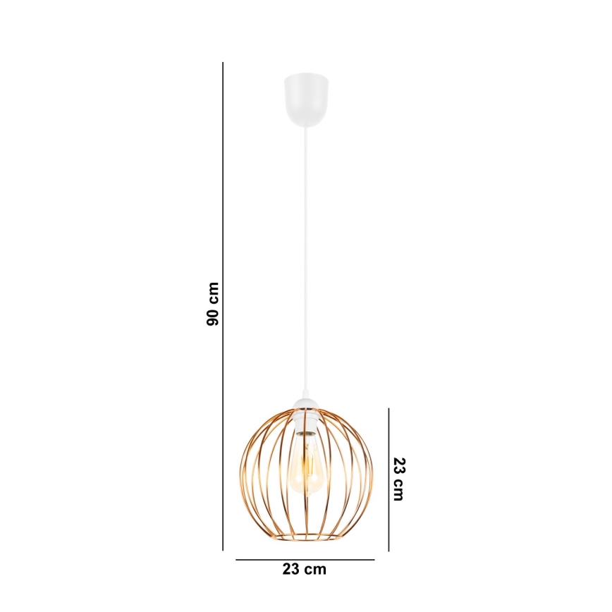 Luster na sajli MATT 1xE27/60W/230V bela/bakarna
