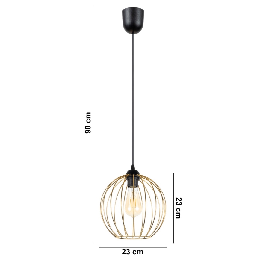 Luster na sajli MATT 1xE27/60W/230V crni/zlatni