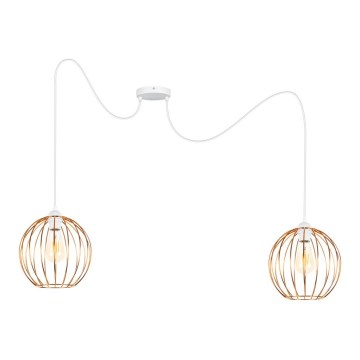 Luster na sajli MATT 2xE27/60W/230V pauk bela/bakarna