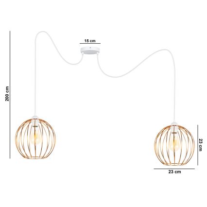 Luster na sajli MATT 2xE27/60W/230V pauk bela/bakarna