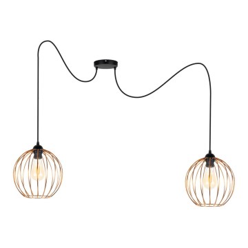 Luster na sajli MATT 2xE27/60W/230V pauk crna/bakarna