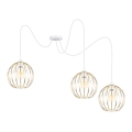 Luster na sajli MATT 3xE27/60W/230V pauk bela/zlatna