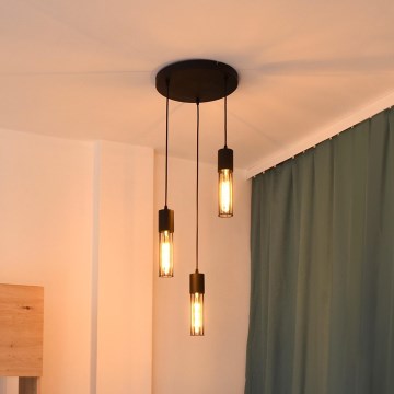Luster na sajli MELODY 3xE27/15W/230V u crnoj boji