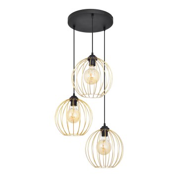 Luster na sajli MERCURE 3xE27/15W/230V zlatna/crna