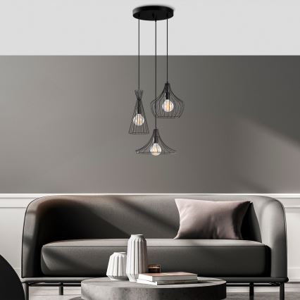 Luster na sajli MEZOPOTAMYA 3xE27/40W/230V crna