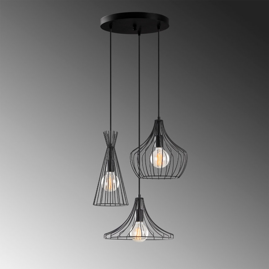 Luster na sajli MEZOPOTAMYA 3xE27/40W/230V crna