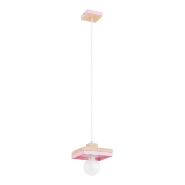 Luster na sajli MIKO 1xE27/15W/230V ružičasta/bež