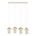 Luster na sajli MIKO 4xE27/15W/230V bela/bež