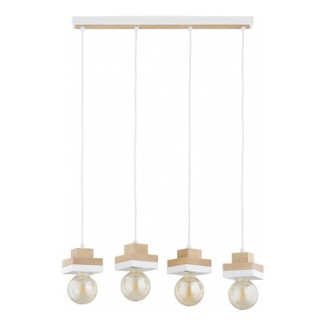 Luster na sajli MIKO 4xE27/15W/230V bela/bež