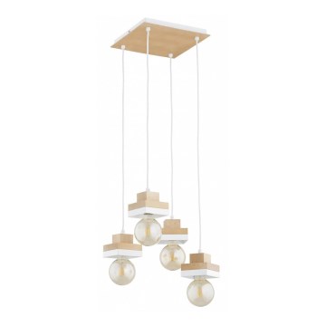 Luster na sajli MIKO 4xE27/15W/230V bela/bež