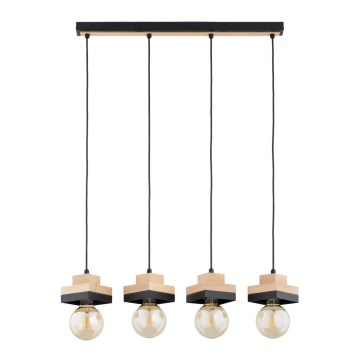 Luster na sajli MIKO 4xE27/15W/230V crna/bež