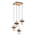 Luster na sajli MIKO 4xE27/15W/230V crna/bež