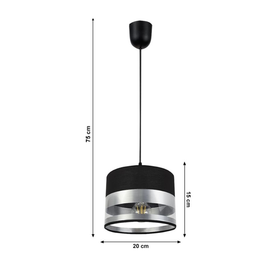 Luster na sajli MILO 1xE27/60W/230V srebrna/crna