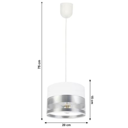 Luster na sajli MILO 1xE27/60W/230V, srebrne boje