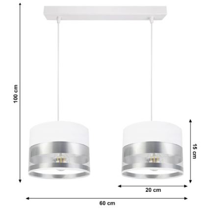 Luster na sajli MILO 2xE27/60W/230V srebran