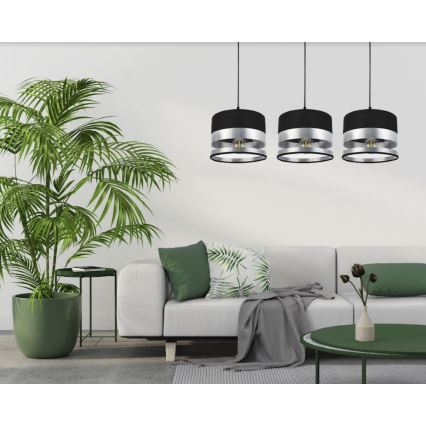 Luster na sajli MILO 3xE27/60W/230V srebrna/crna