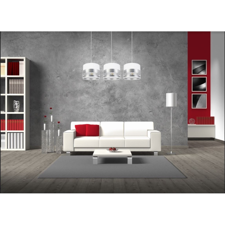 Luster na sajli MILO 3xE27/60W/230V srebrne boje