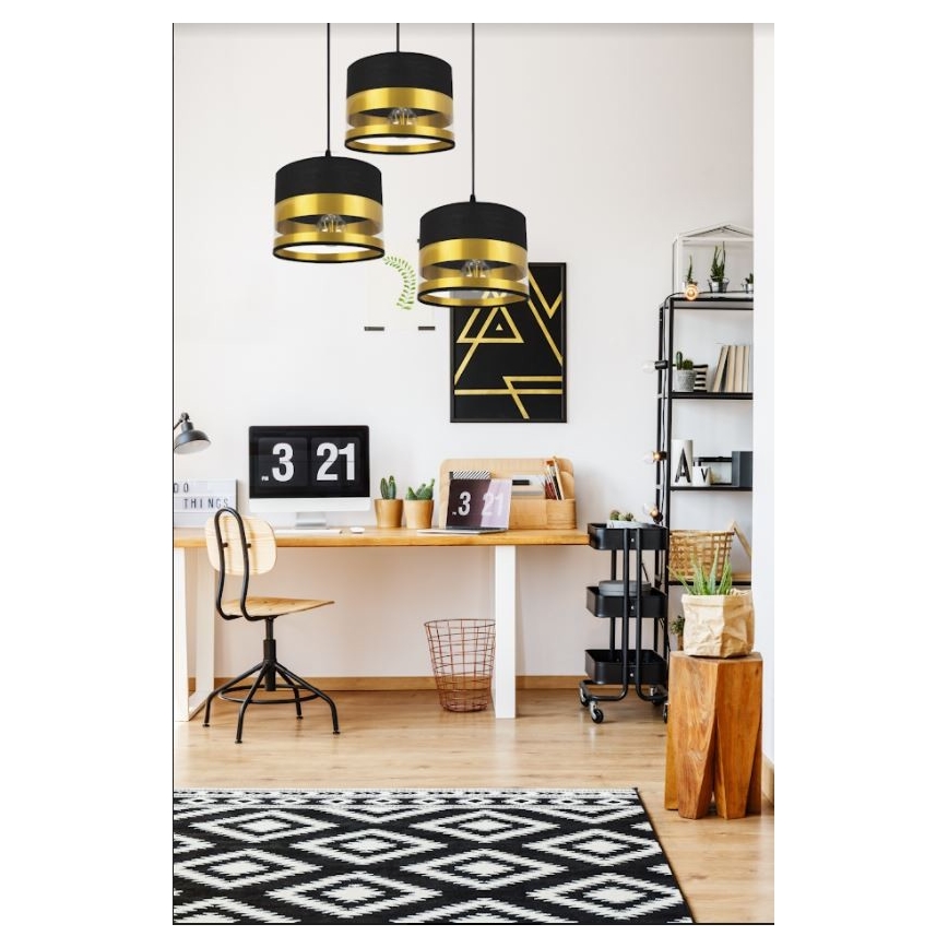 Luster na sajli MILO 3xE27/60W/230V zlatna/crna