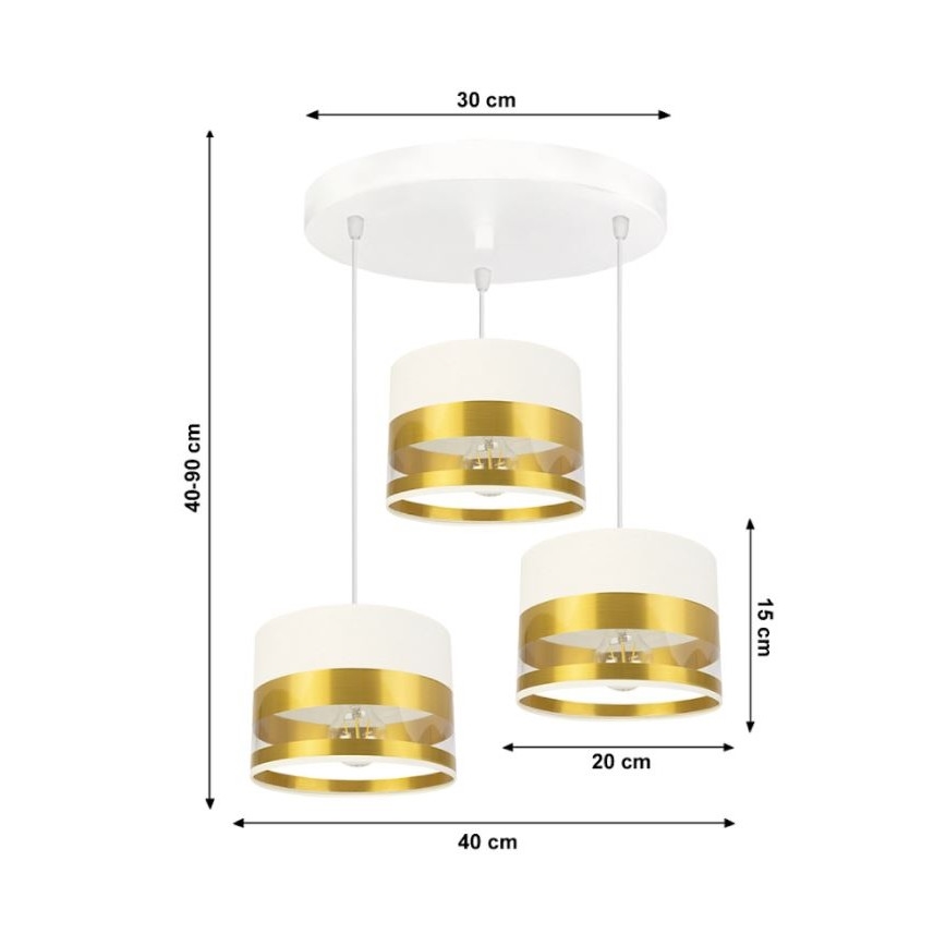 Luster na sajli MILO 3xE27/60W/230V zlatni
