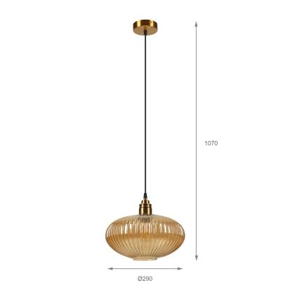 Luster na sajli MILOU 1xE27/15W/230V zlatna/zadimljeno bež
