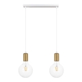 Luster na sajli MIROS 2xE27/60W/230V bela/zlatna