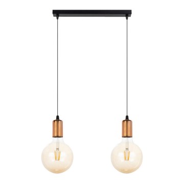 Luster na sajli MIROS 2xE27/60W/230V crna/bakarna