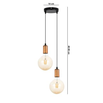 Luster na sajli MIROS, 2xE27/60W/230V, okrugao, crne/bakrene boje