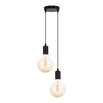 Luster na sajli MIROS 2xE27/60W/230V okrugli, crni