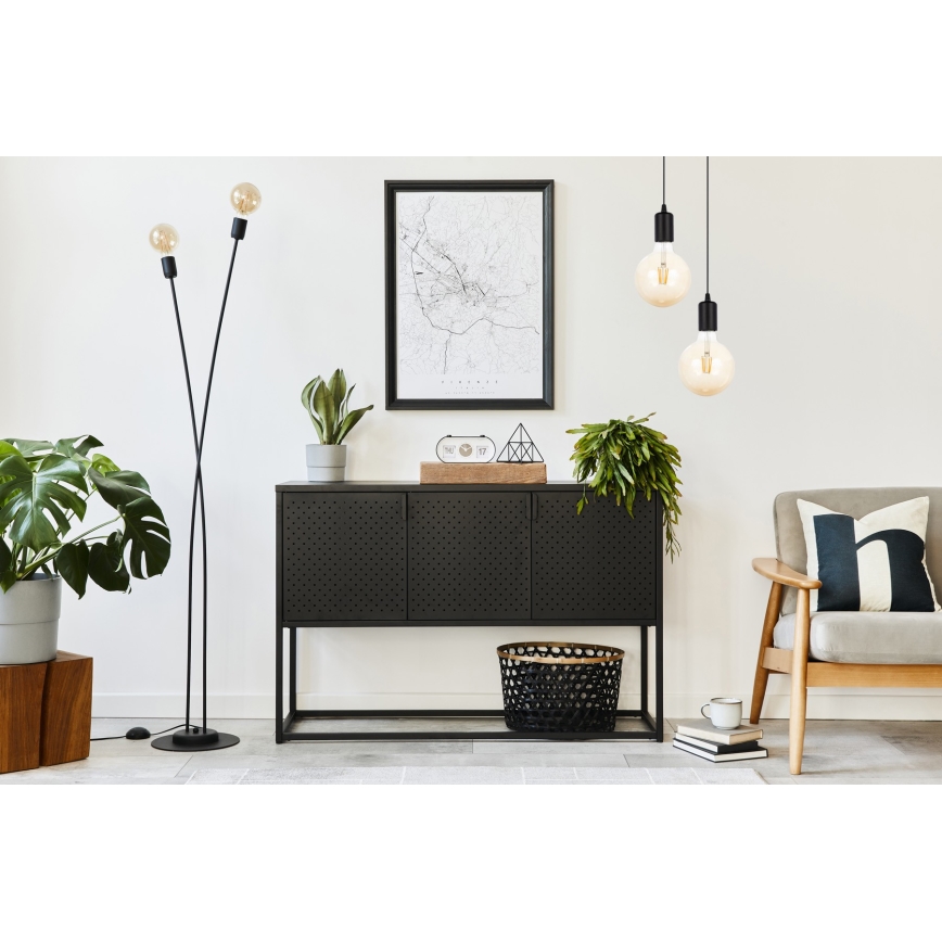 Luster na sajli MIROS 2xE27/60W/230V okrugli, crni