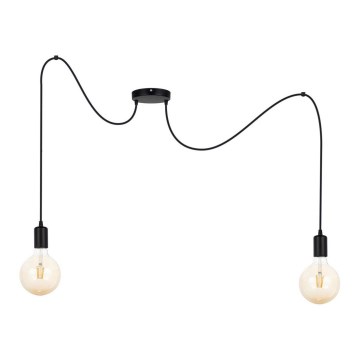 Luster na sajli MIROS 2xE27/60W/230V, pauk, crni