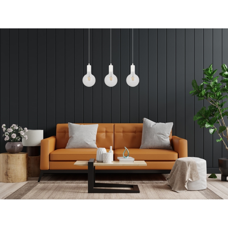 Luster na sajli MIROS 3xE27/60W/230V bela