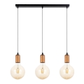 Luster na sajli MIROS 3xE27/60W/230V crna/bakrena