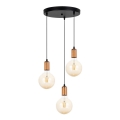 Luster na sajli MIROS 3xE27/60W/230V okrugao crna/bakrena