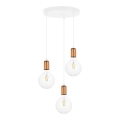 Luster na sajli MIROS 3xE27/60W/230V okrugli beli/bakreni