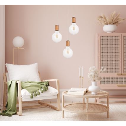 Luster na sajli MIROS 3xE27/60W/230V okrugli beli/bakreni