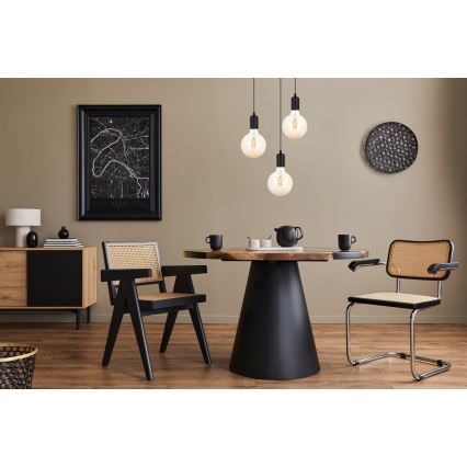 Luster na sajli MIROS 3xE27/60W/230V okrugli crni