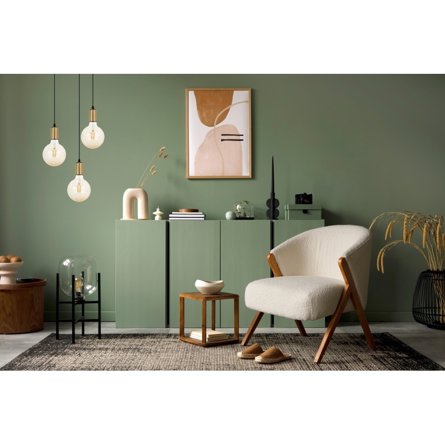 Luster na sajli MIROS 3xE27/60W/230V okrugli crni/zlatni