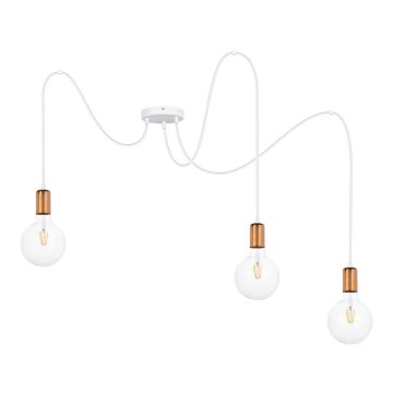 Luster na sajli MIROS 3xE27/60W/230V u obliku pauka, bela/bakrena