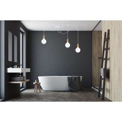Luster na sajli MIROS 3xE27/60W/230V, u obliku pauka, beli/zlatni