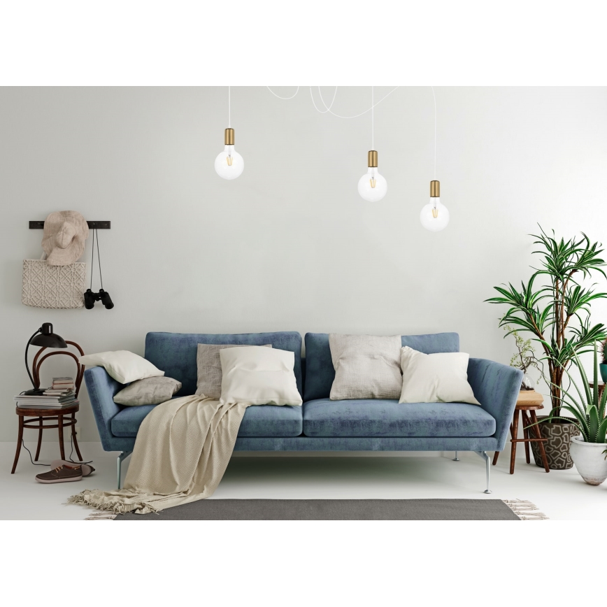 Luster na sajli MIROS 3xE27/60W/230V, u obliku pauka, beli/zlatni