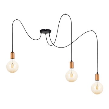 Luster na sajli MIROS 3xE27/60W/230V u obliku pauka, crna/bakarna