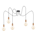 Luster na sajli MIROS 5xE27/60W/230V pauk crna/bakrena