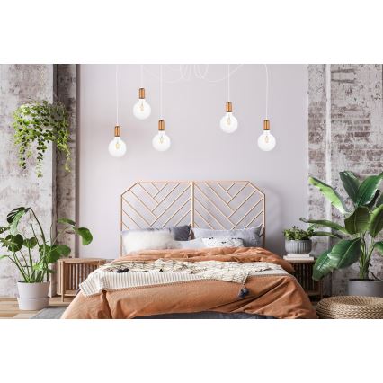 Luster na sajli MIROS 5xE27/60W/230V paukov bela/bakrena