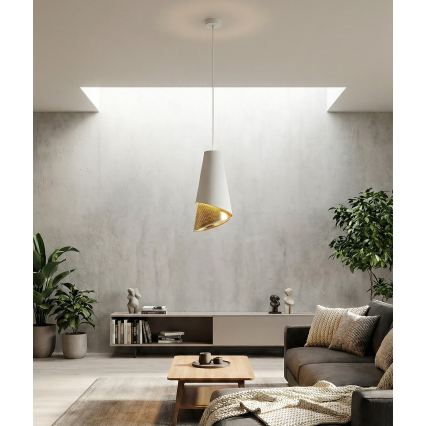 Luster na sajli MODA 1xE27/15W/230V bela/zlatna