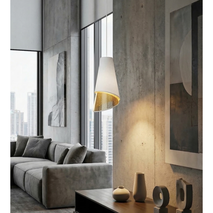 Luster na sajli MODA 1xE27/15W/230V bela/zlatna