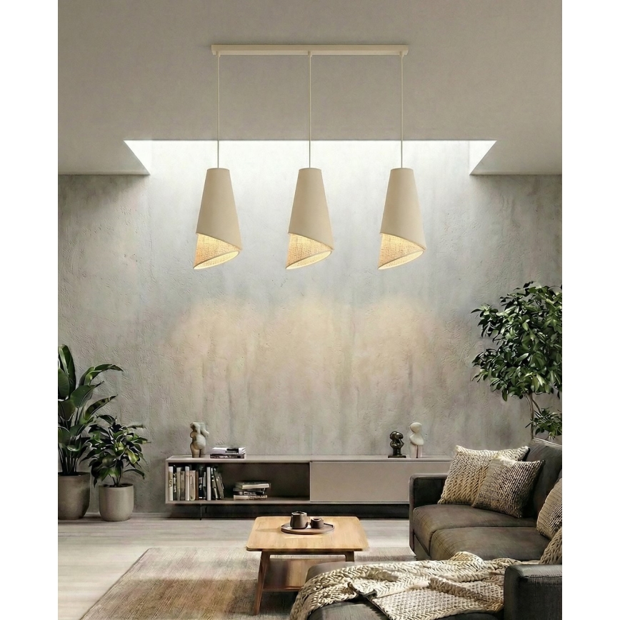Luster na sajli MODA 3xE27/15W/230V bež/ratan