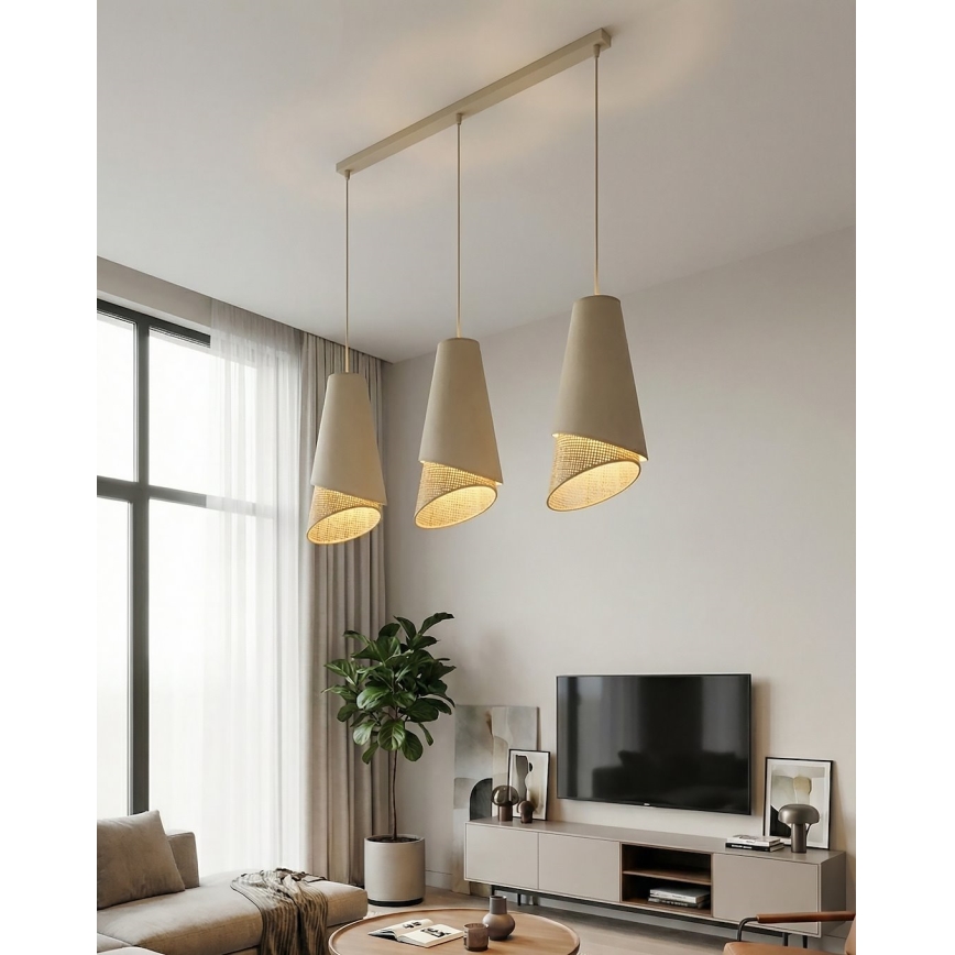 Luster na sajli MODA 3xE27/15W/230V bež/ratan